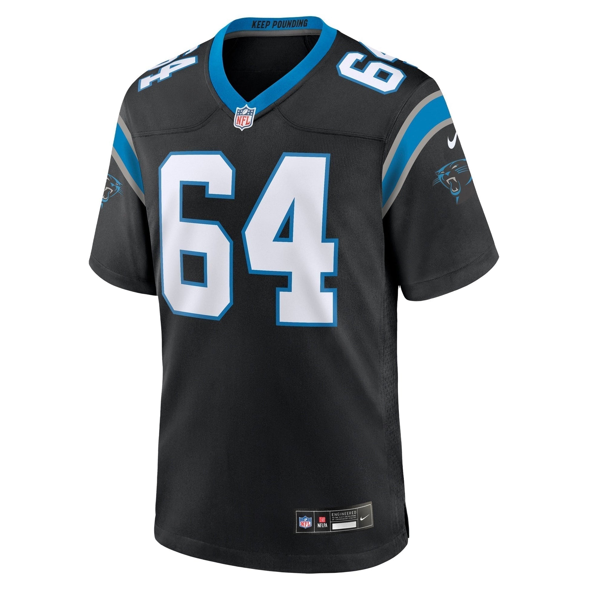 Justin McCray Carolina Panthers Team Game Jersey - Black football jersey product view 2