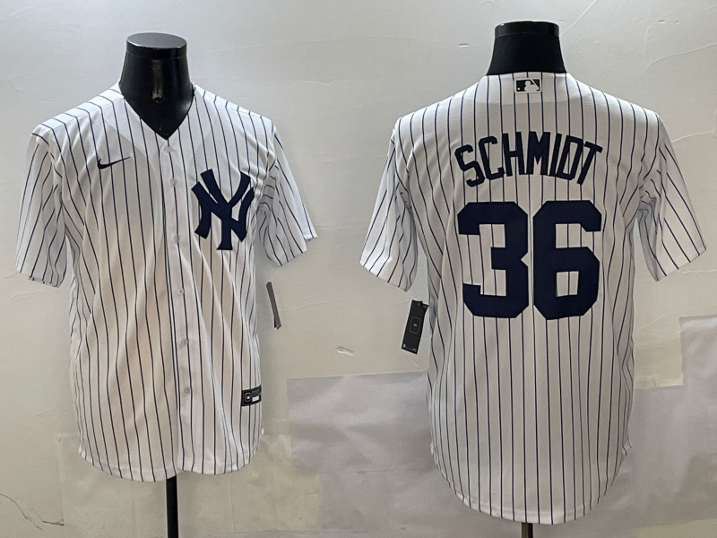 Men's New York Yankees Clarke Schmidt White Home Replica Player Jersey baseball jersey product view 1