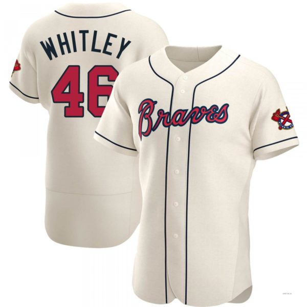 Atlanta Braves #46 Chase Whitley Cream Alternate Jersey Stitches Baseball Jerseys baseball jersey product view 1