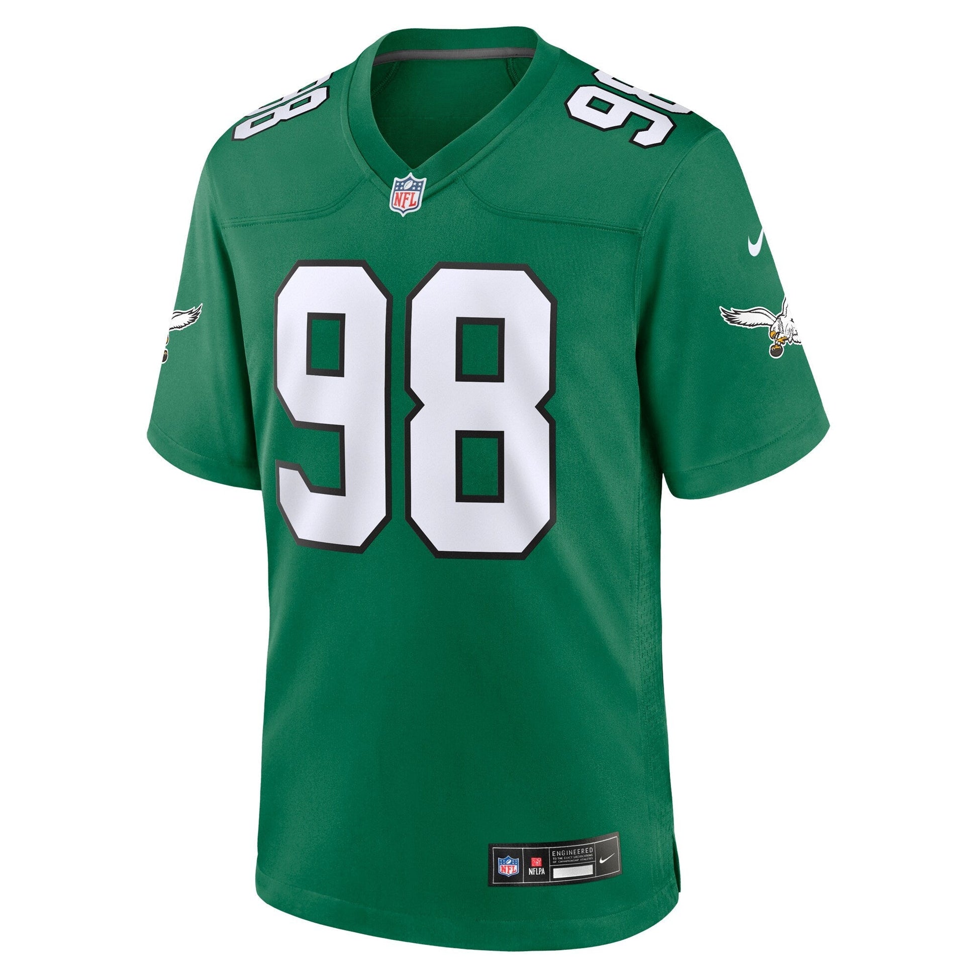 Jalen Carter Philadelphia Eagles Alternate Game Jersey - Kelly Green football jersey product view 2