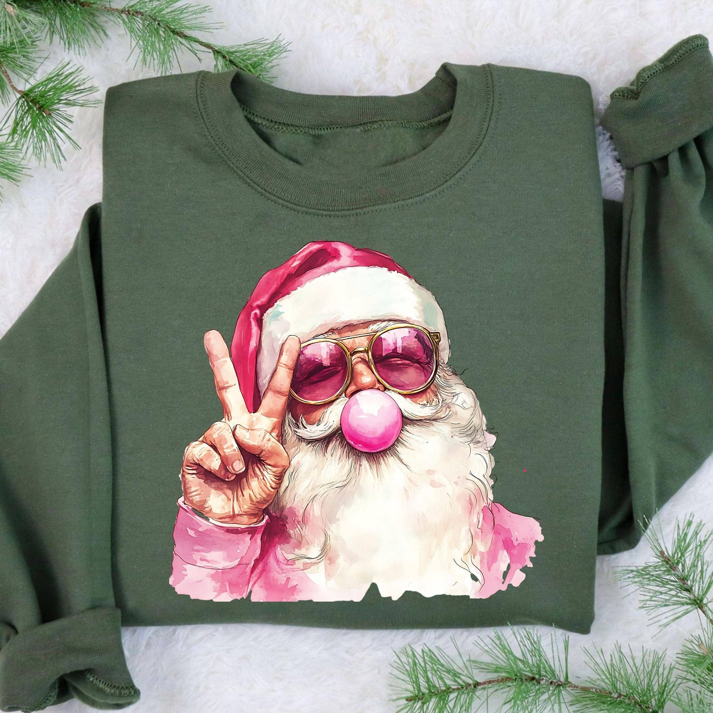 Santa Blowing Bubble Sweater - Retro Funny Holiday Gift Unisex T-shirt, Sweatshirt, Hoodie, Long Sleeve Tee - T-Shirt, Sweatshirt, Hoodie