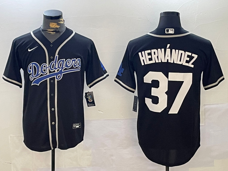 Men's Los Angeles Dodgers Teoscar Hernandez Black Player Jersey baseball jersey product view 1