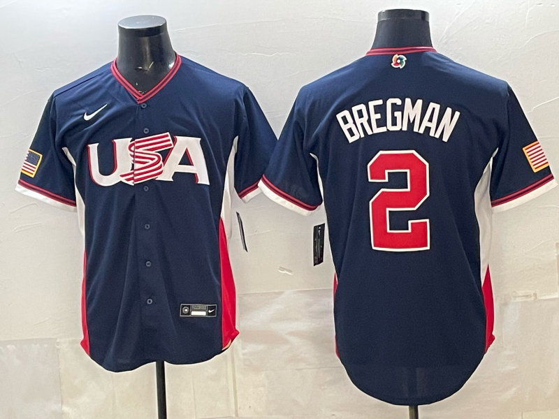 Men's USA Baseball Gunnar Henderson #2 Navy 2026 World Baseball Classic Stadium Jersey baseball jersey product view 1