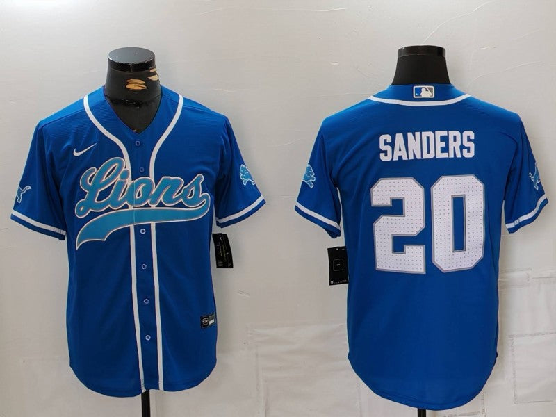 Men's Detroit Lions Barry Sanders #20 Blue Game Player Jersey1 football jersey product view 1