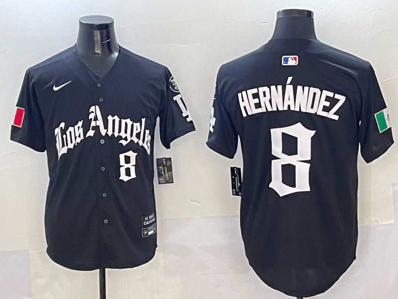 Men's Los Angeles Dodgers Enrique Hernandez Black Team Game Player Jersey baseball jersey product view 1