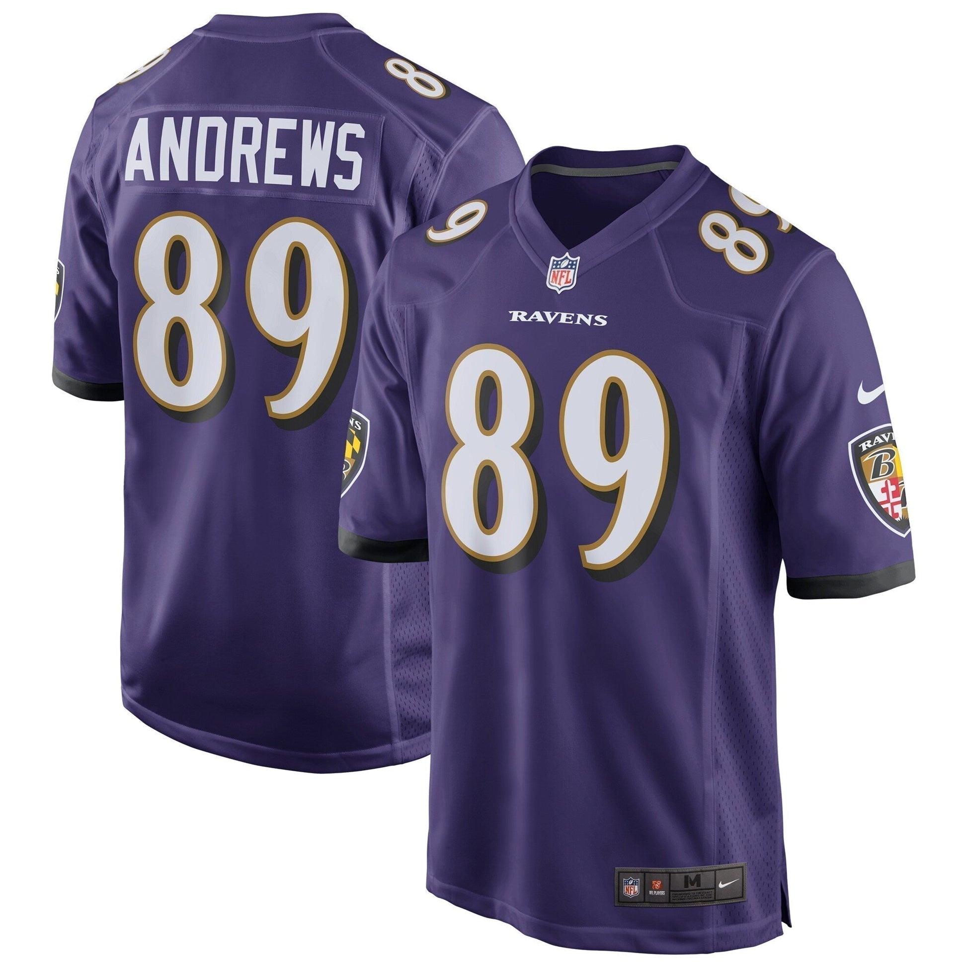 Mark Andrews Baltimore Ravens Game Jersey - Purple football jersey product view 1