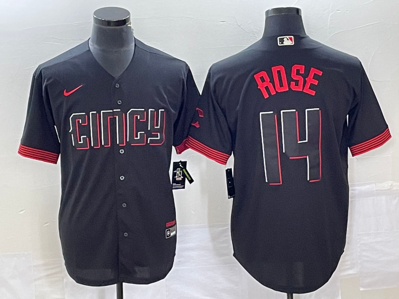 Men's Cincinnati Reds Pete Rose #14 Black 2023 City Connect Replica Player Jersey baseball jersey product view 1