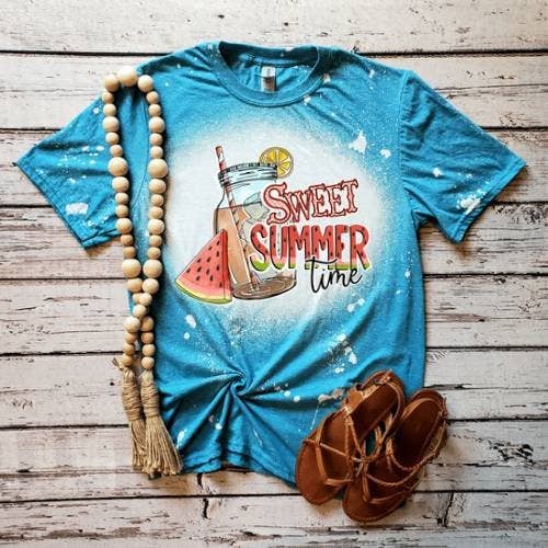 Sweet Summer Time Bleached T-Shirt - Retro Vintage Plus Size Unisex T-shirt, Sweatshirt, Hoodie, Long Sleeve Tee - T-Shirt, Sweatshirt, Hoodie