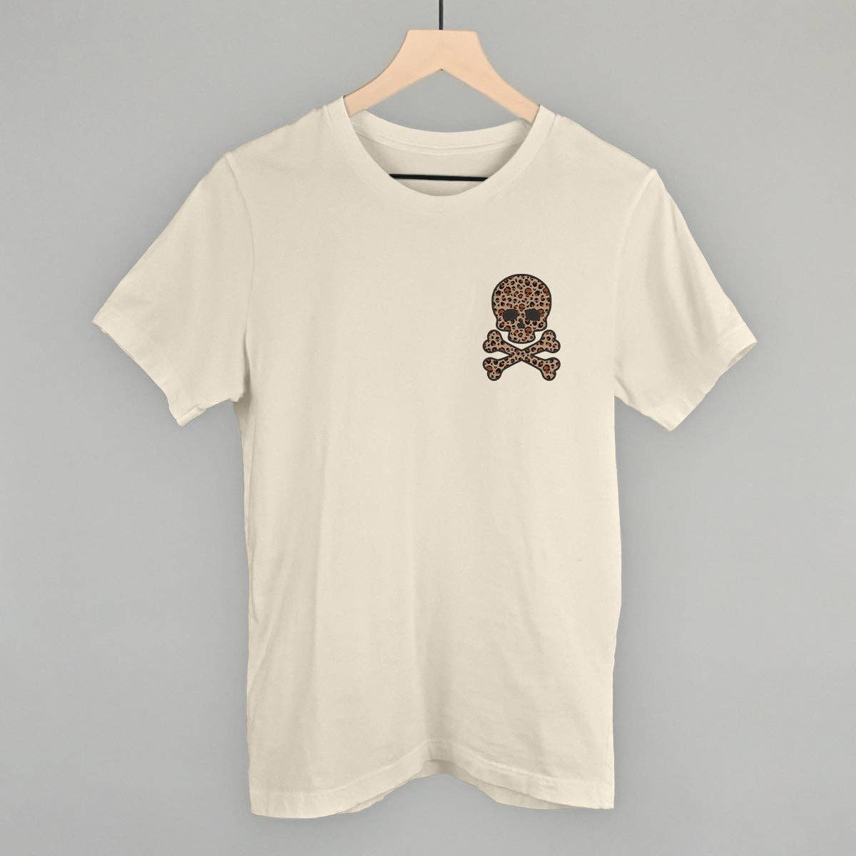 Leopard Print Skull (Left Chest) Unisex T-shirt, Sweatshirt, Hoodie, Long Sleeve Tee - T-Shirt, Sweatshirt, Hoodie