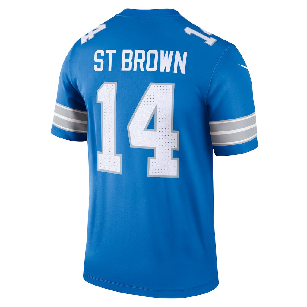 D.Lions #14 Amon-Ra St. Brown Blue Legend Player Performance Top Jersey football jersey product view 1