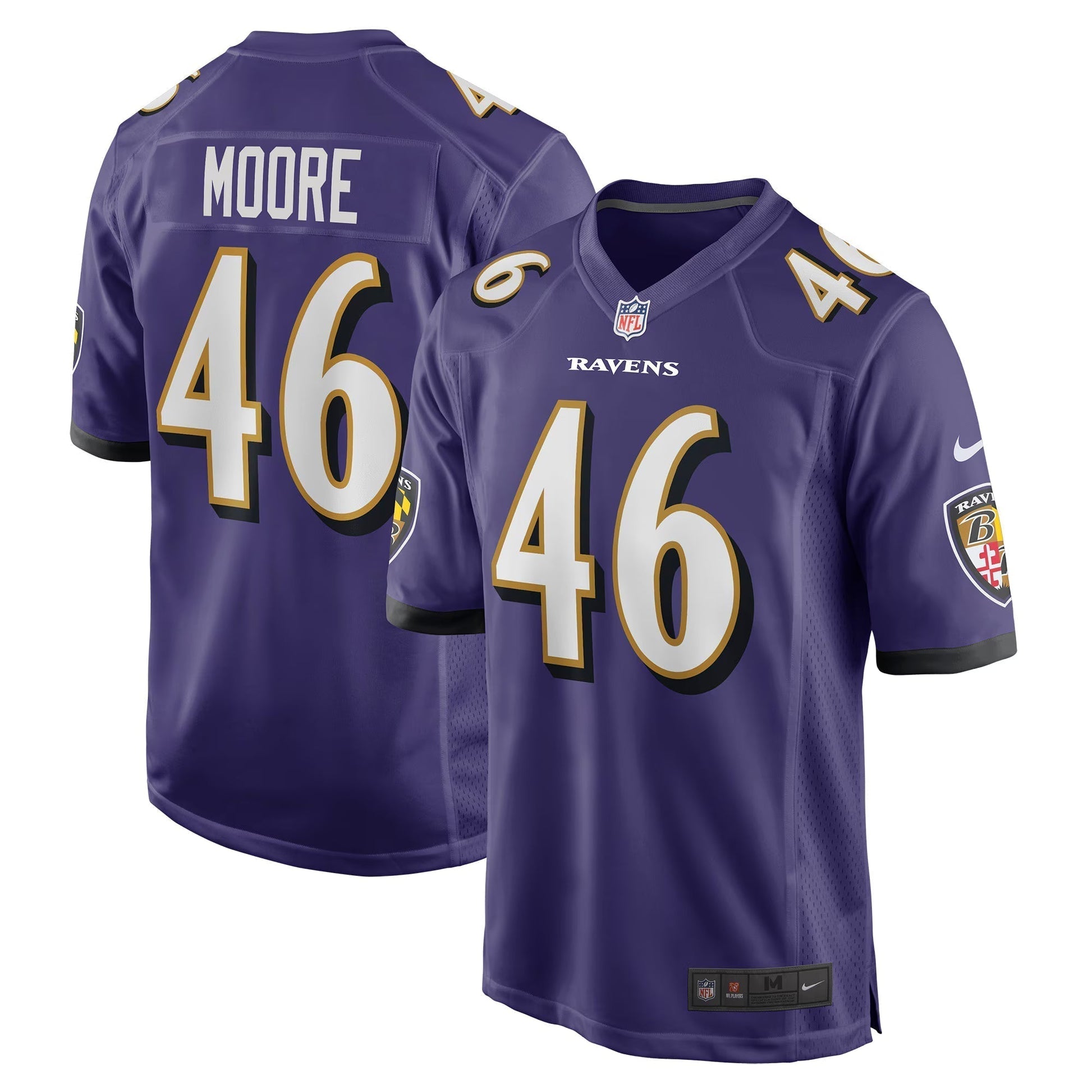 Baltimore Ravens Nick Moore Purple Game Jersey football jersey product view 1