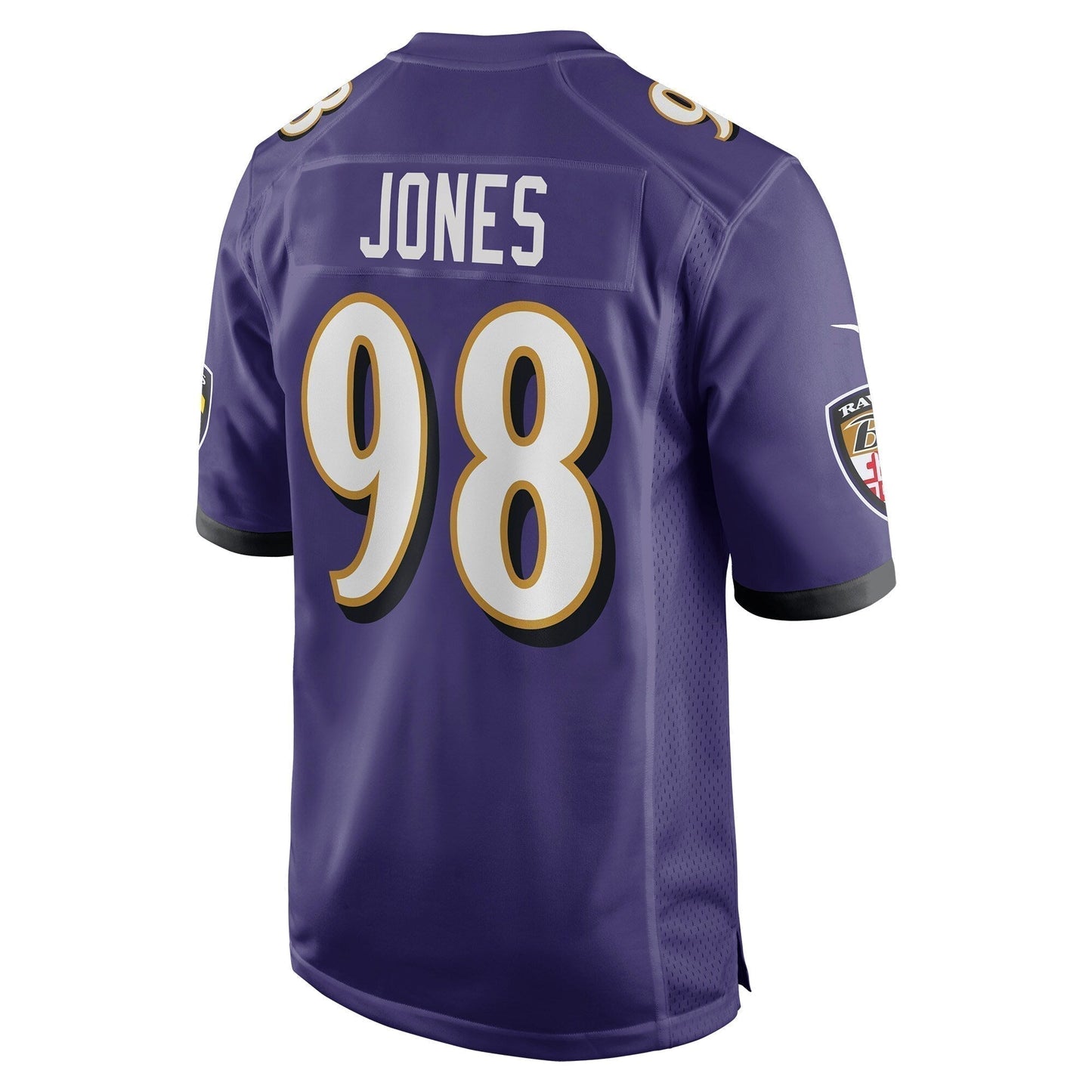 Travis Jones Baltimore Ravens Game Jersey - Purple football jersey product view 3