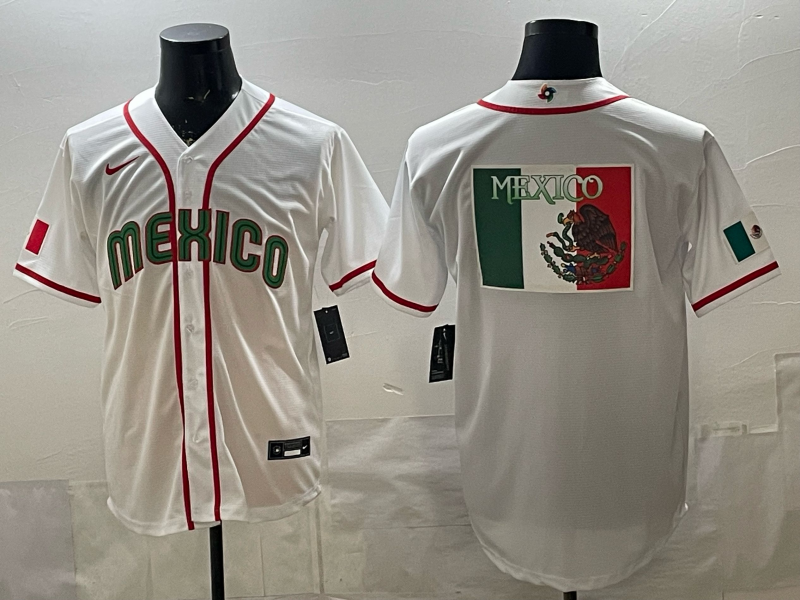 Men's Mexico Baseball White 2026 World Baseball Classic Team Jersey baseball jersey product view 1