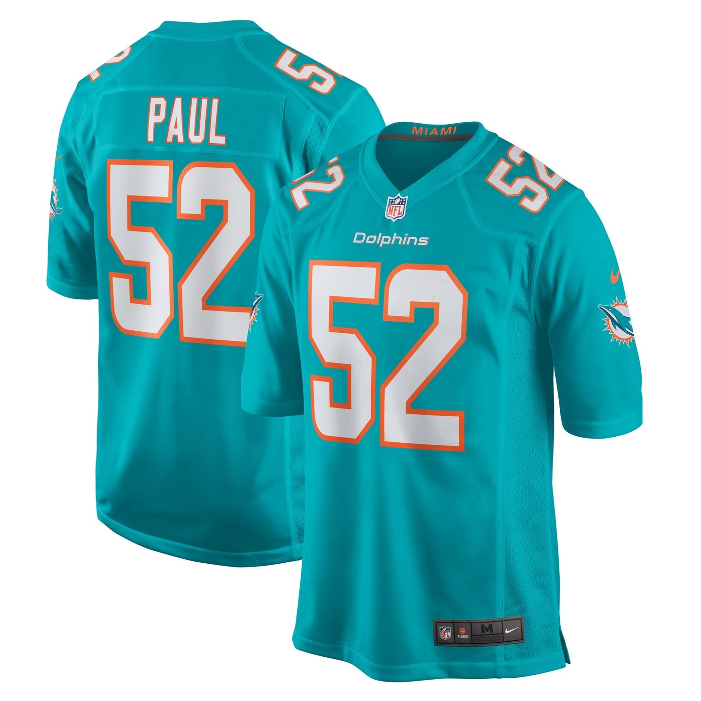 Miami Dolphins Patrick Paul Aqua Game Jersey football jersey product view 1