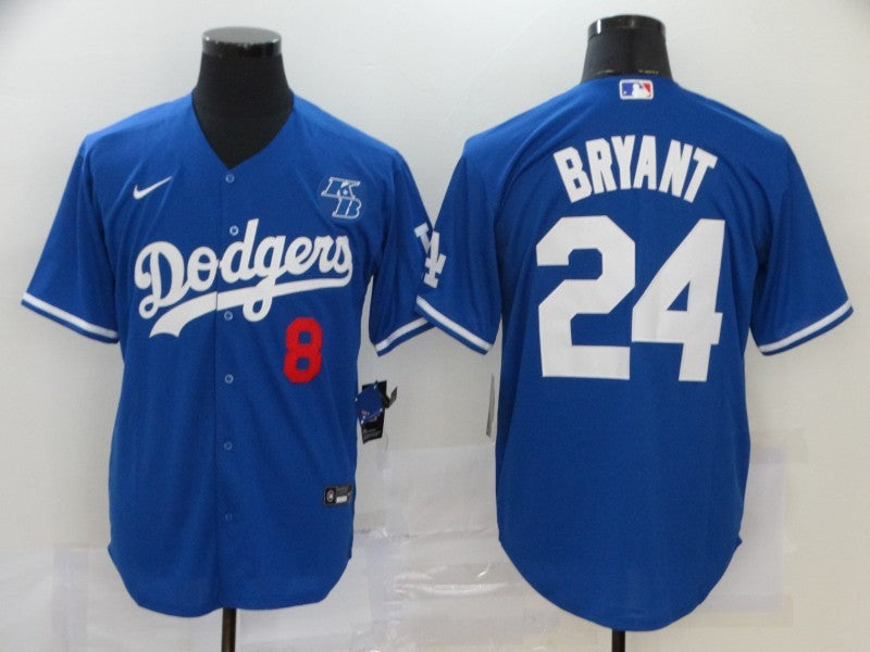 Men's Los Angeles Dodgers Kobe Bryant #8-24 Blue Replica Baseball Jersey1 baseball jersey product view 1