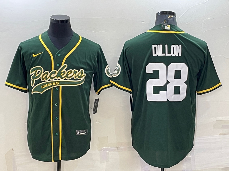 Men's Green Bay Packers AJ Dillon #28 Green Game Jersey1 Joint Edition football jersey product view 1