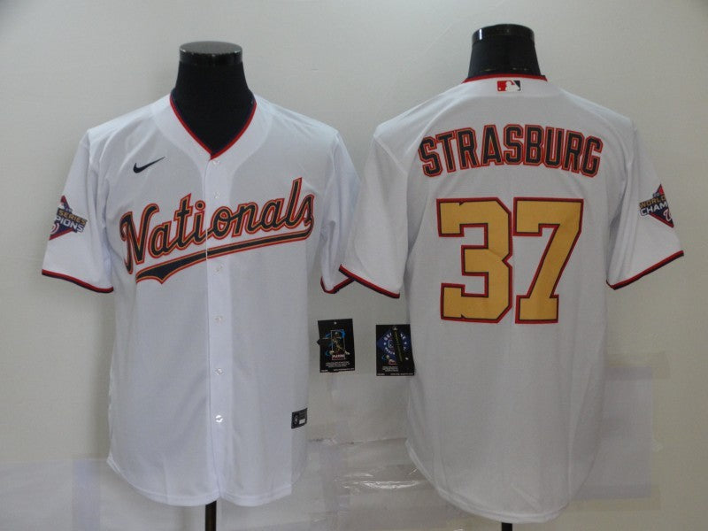 Men's Washington Nationals Stephen Strasburg #37 White Fashion Stitched Jersey1 baseball jersey product view 1