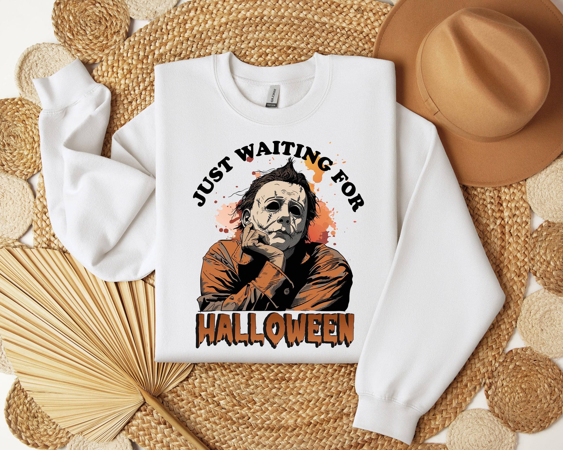 Just Waiting For Halloween Sweatshirt- Retro Horror Gift Unisex T-shirt, Sweatshirt, Hoodie, Long Sleeve Tee - T-Shirt, Sweatshirt, Hoodie