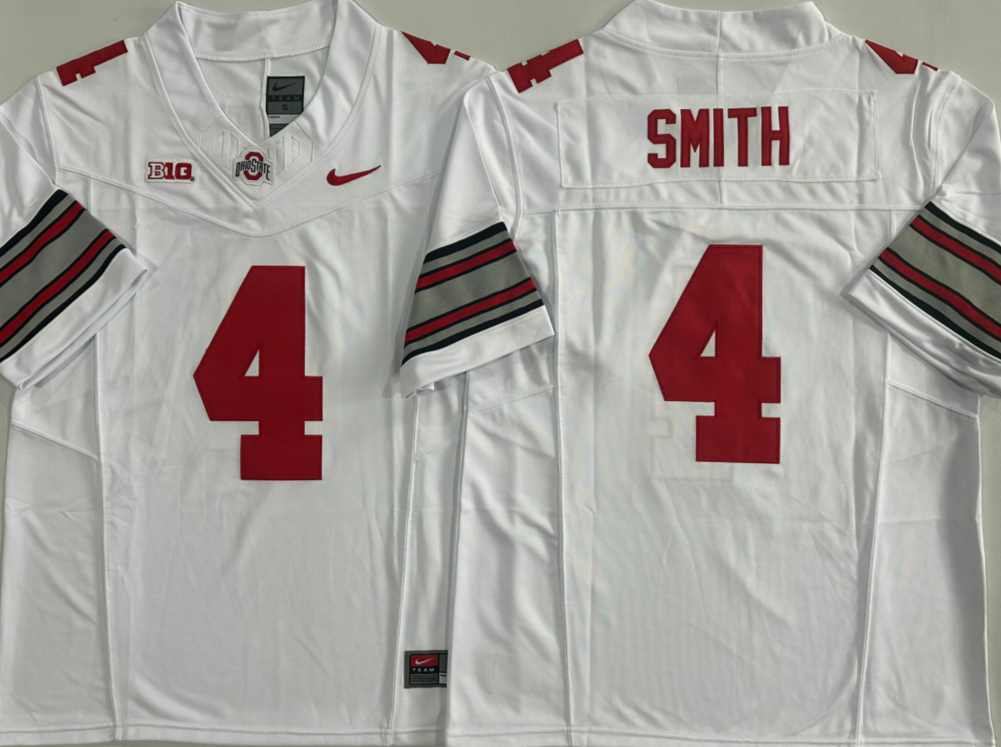 Men's Ohio State Buckeyes Jeremiah Smith #4 White Player Jersey sports jersey product view 1