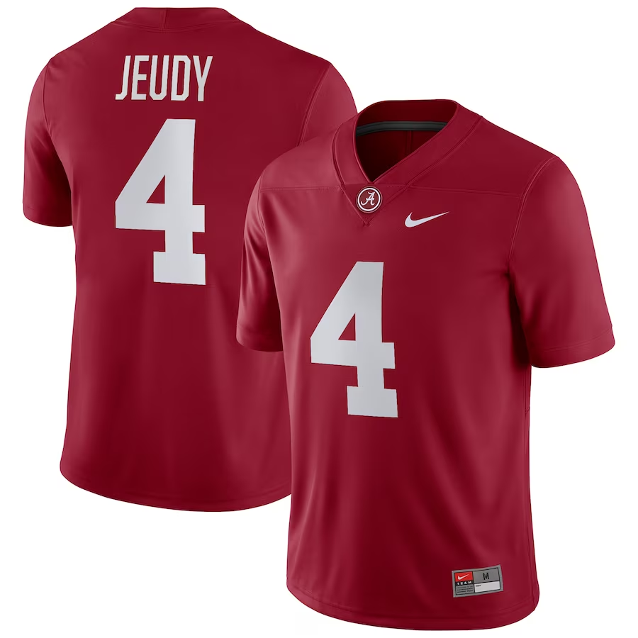 Men's Alabama Crimson Tide Jerry Jeudy #4 Crimson Player Game Jersey sports jersey product view 1