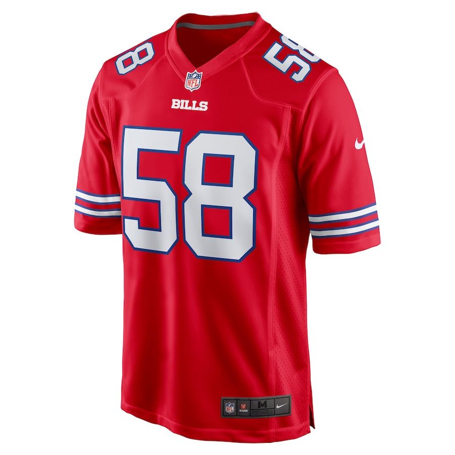 Men's Buffalo Bills Matt Milano Red Alternate Game Jersey football jersey product view 2