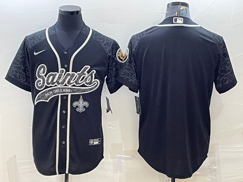 Men's New Orleans Saints Black RFLCTV Limited Blank Jersey football jersey product view 1