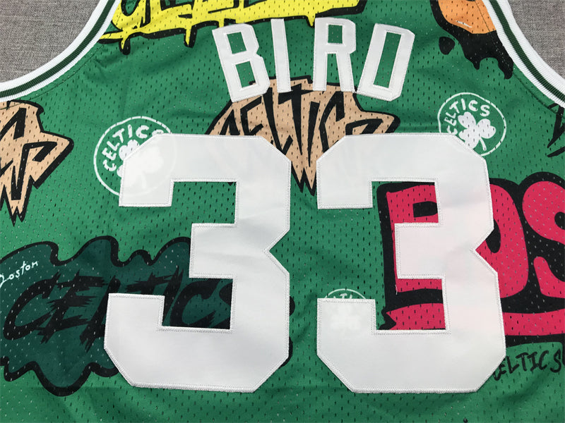 Celtics #33 Graffiti Jersey basketball jersey product view 3