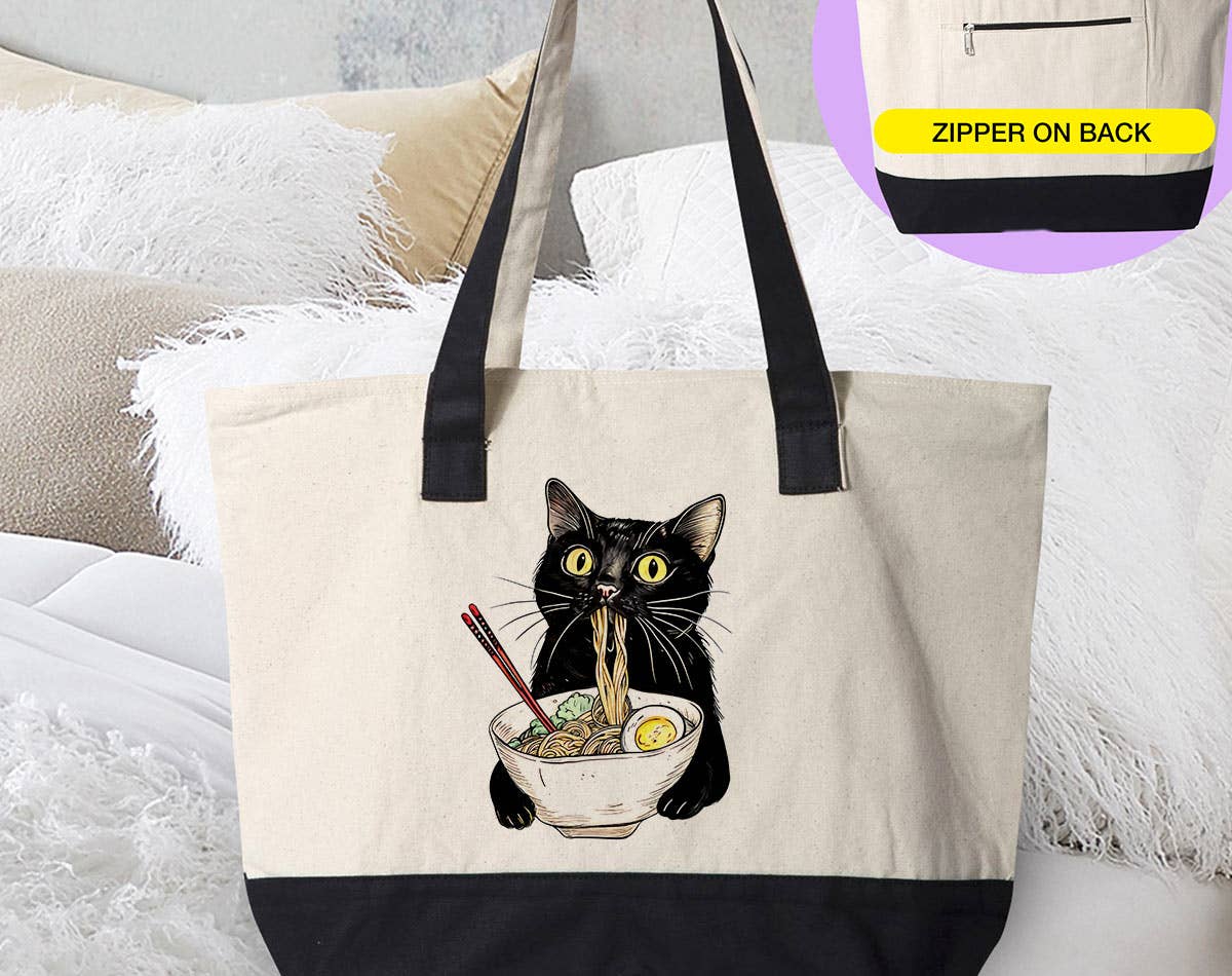 Cat Eating Ramen - Cute Funny Cat Tea Tote Bag Unisex T-shirt, Sweatshirt, Hoodie, Long Sleeve Tee - T-Shirt, Sweatshirt, Hoodie