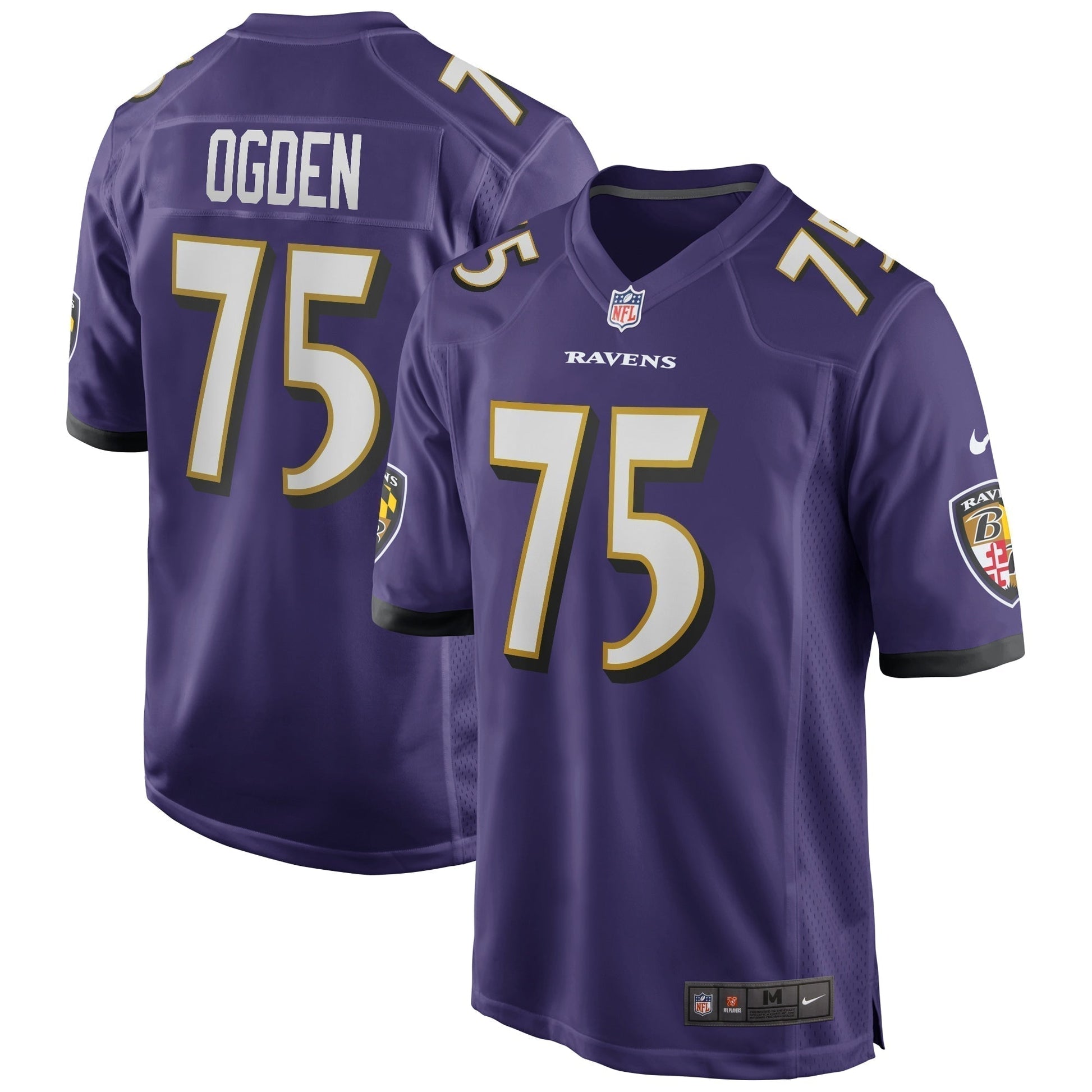 Jonathan Ogden Baltimore Ravens Game Retired Jersey - Purple football jersey product view 1