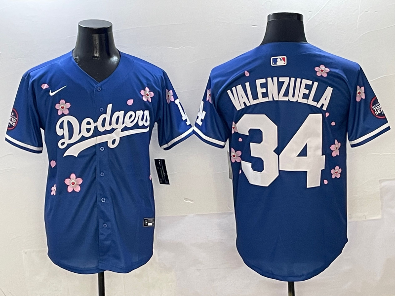 Men's Los Angeles Dodgers Fernando Valenzuela #34 Royal Game Jersey baseball jersey product view 1