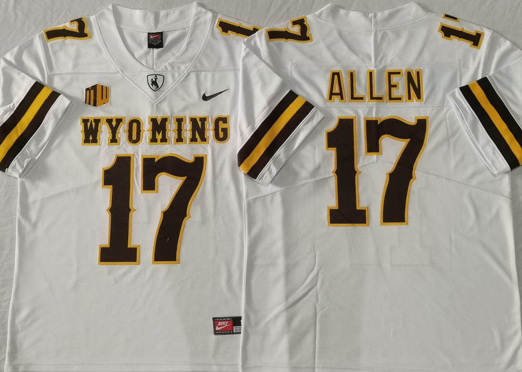 Men's Wyoming Cowboys Josh Allen White Player Game Jersey football jersey product view 1