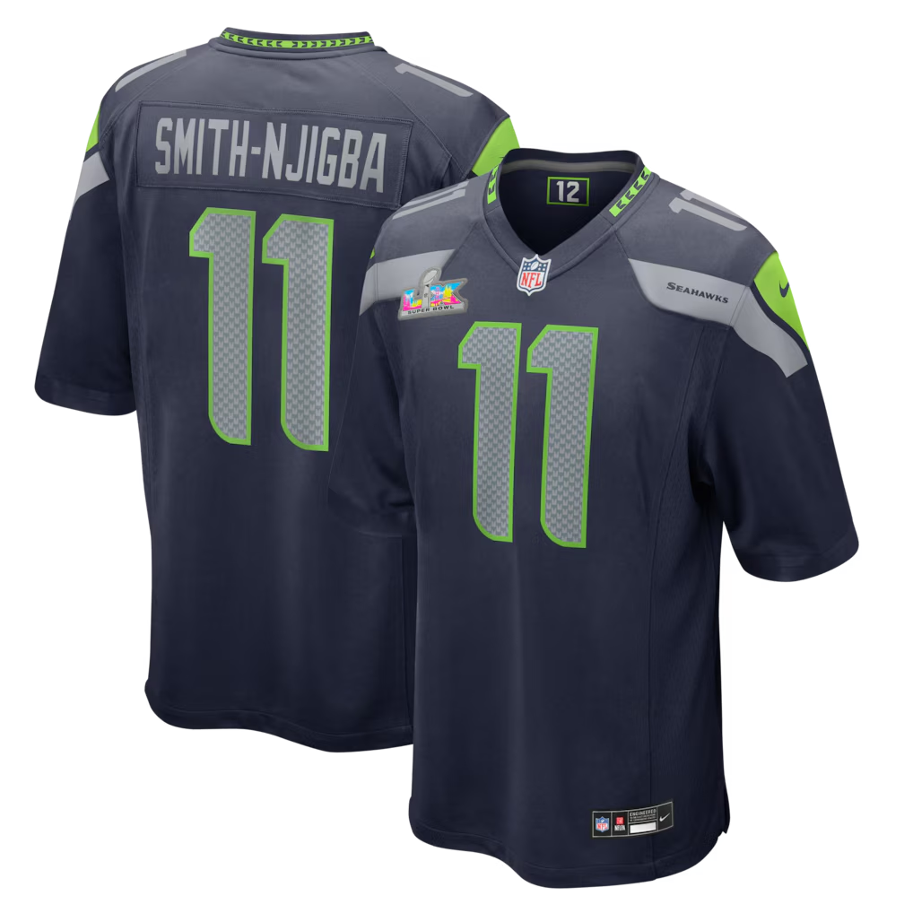 Men's Seattle Seahawks Jaxon Smith-Njigba #11 College Navy Super Bowl LX Patch Game Jersey football jersey product view 1