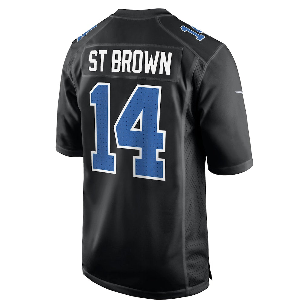 D.Lions #14 Amon-Ra St. Brown Carbon Black Carbon Fashion Jersey football jersey product view 1
