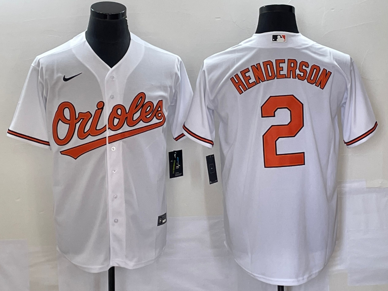 Men's Baltimore Orioles Gunnar Henderson #2 White Home Replica Player Jersey baseball jersey product view 1