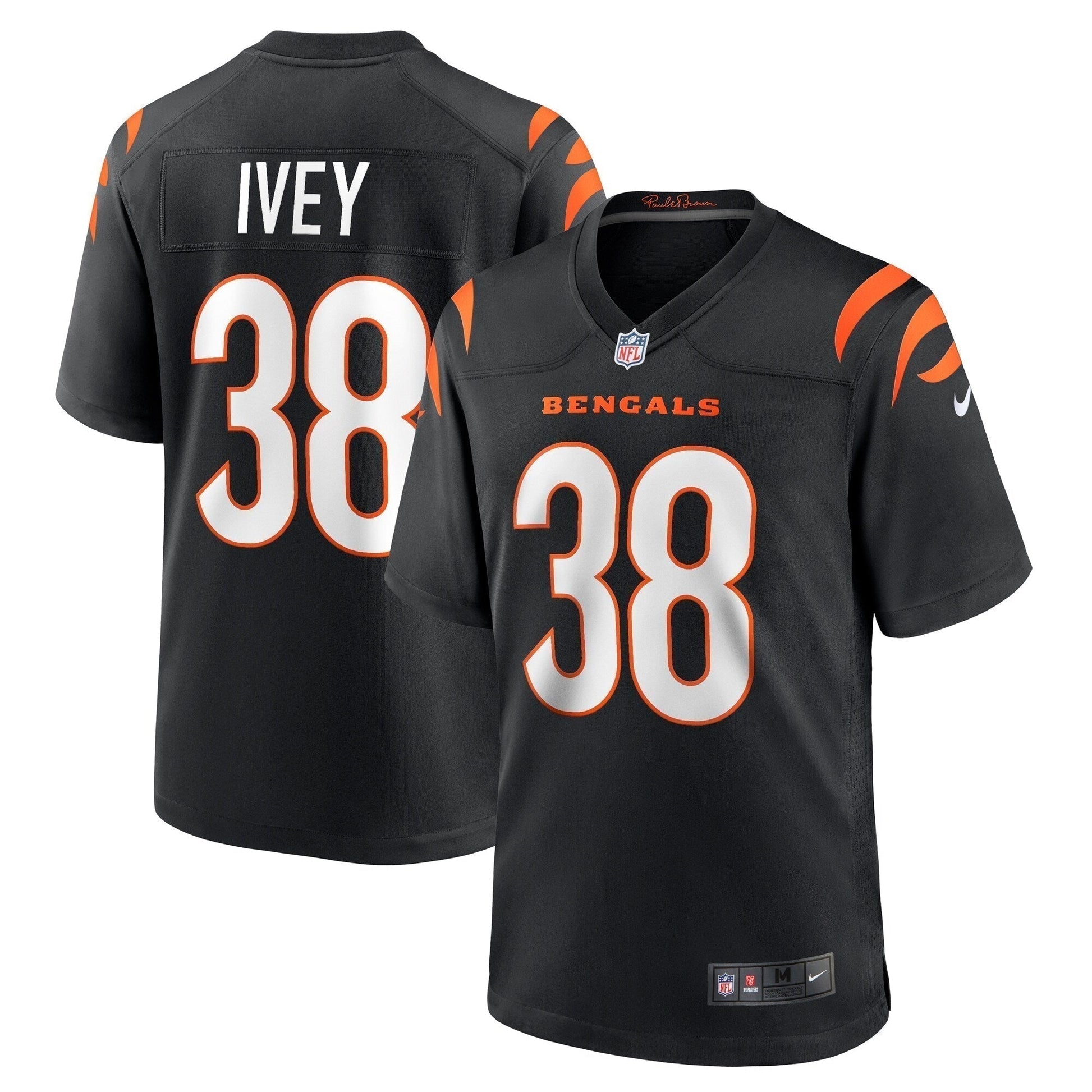 DJ Ivey Cincinnati Bengals Team Game Jersey - Black football jersey product view 1