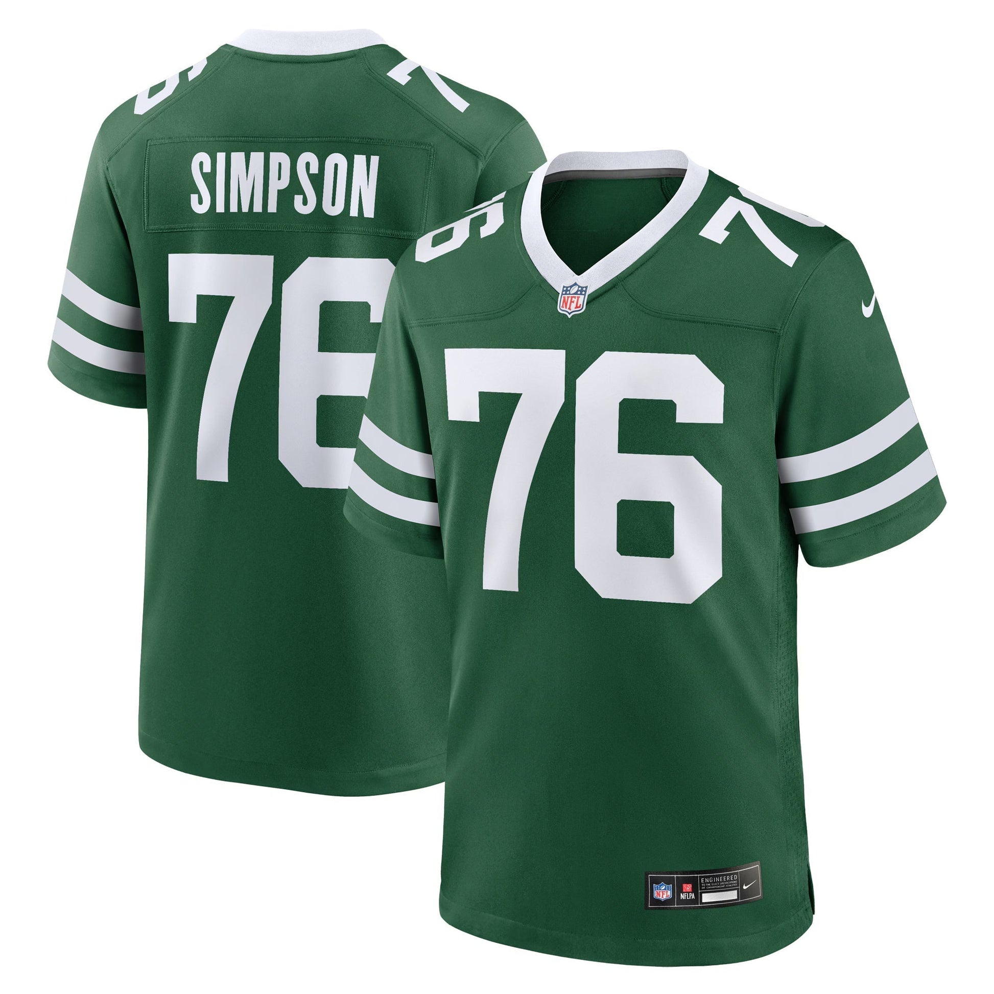 New York Jets John Simpson Legacy Green Game Jersey football jersey product view 1