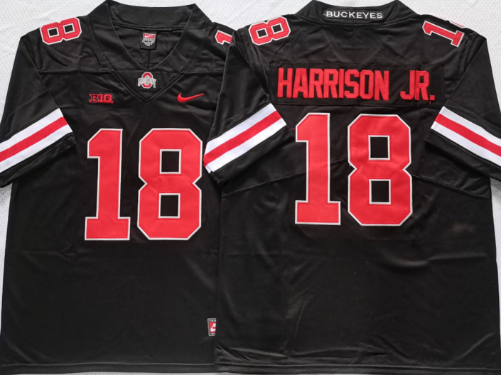 Men's Ohio State Buckeyes Marvin Harrison JR Black Player Game Jersey sports jersey product view 1