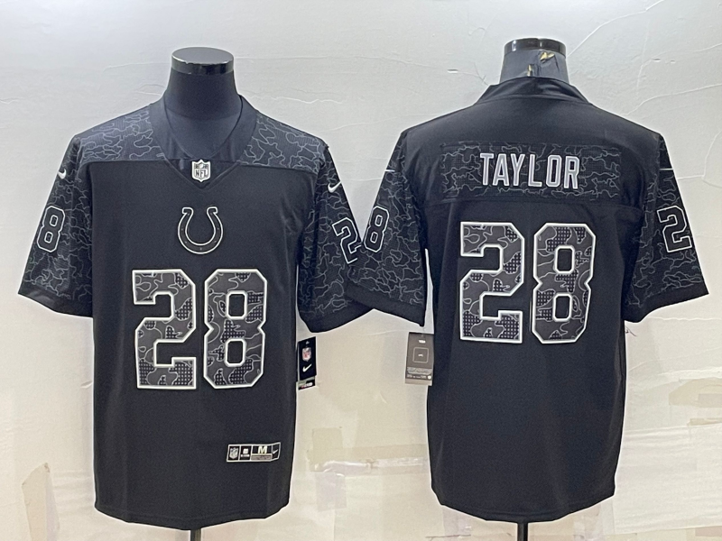 Men's Indianapolis Colts Jonathan Taylor #28 Black RFLCTV Limited Jersey1 football jersey product view 1