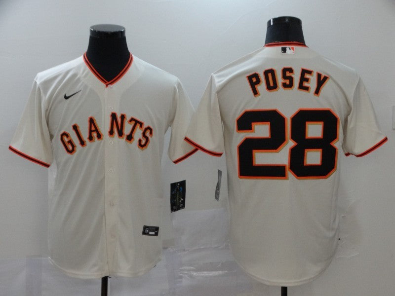 Men's San Francisco Giants Buster Posey #28 Beige Replica Baseball Jersey1 baseball jersey product view 1