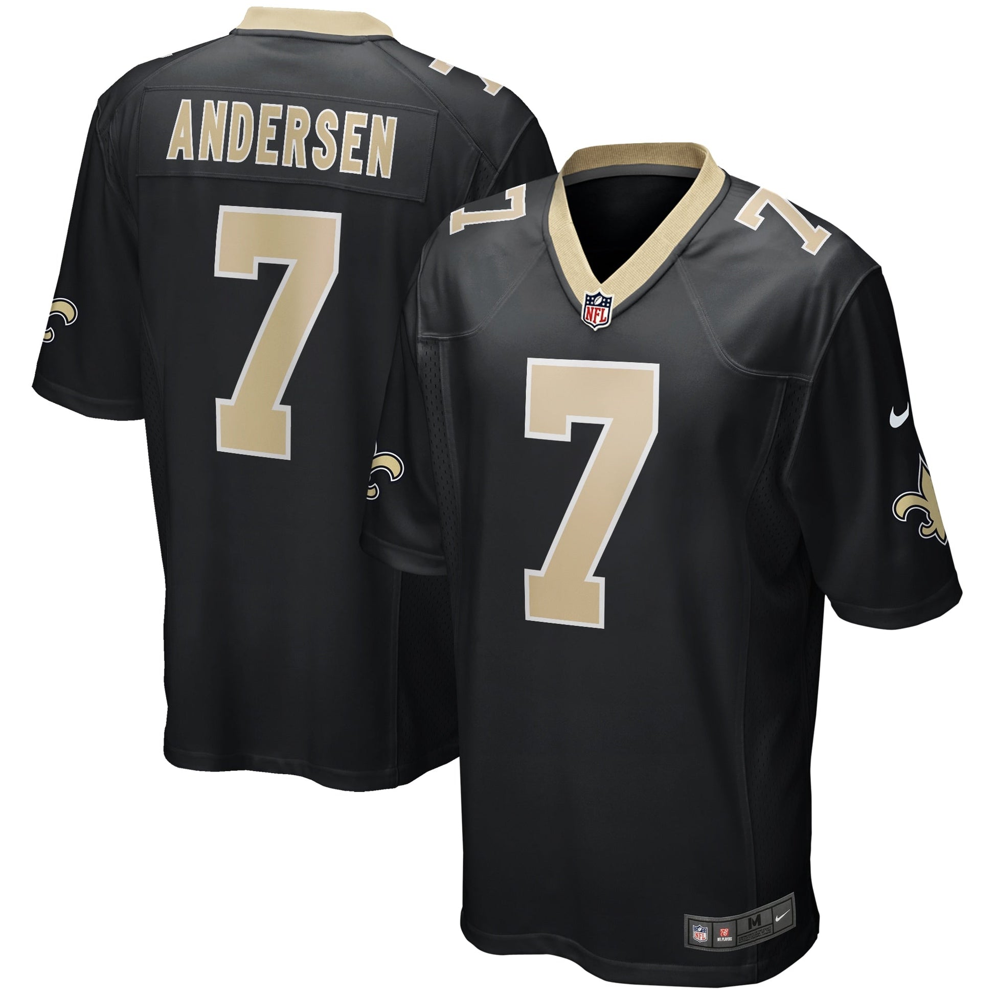 Morten Andersen New Orleans Saints Game Retired Jersey - Black football jersey product view 1