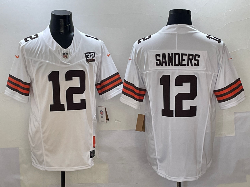 Men's Cleveland Browns Shedeur Sanders White 2025 NFL Draft 2nd Alternate Game Jersey football jersey product view 1