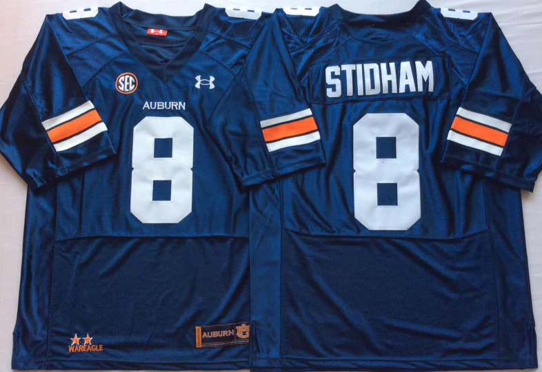 Men's Auburn Tigers Jarrett Stidham #8 Navy Player Game Jersey sports jersey product view 1
