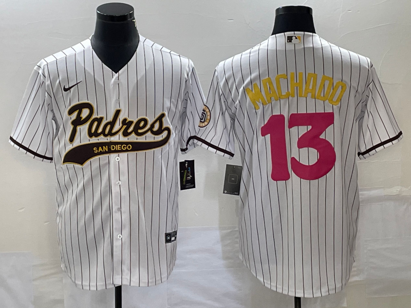 Men's San Diego Padres Manny Machado #13 White Replica Player Jersey1 Joint Edition baseball jersey product view 1