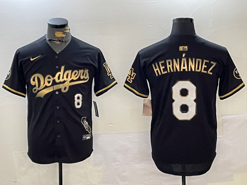 Men's Los Angeles Dodgers Enrique Hernandez #8 Black Game Player Jersey baseball jersey product view 1