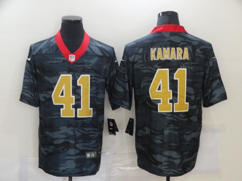 Men's New Orleans Saints Alvin Kamara #41 Gray Camouflage Game Jersey1 football jersey product view 1