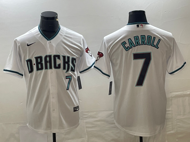 Men's Arizona Diamondbacks Corbin Carroll White 2023 World Series Replica Player Jersey baseball jersey product view 1