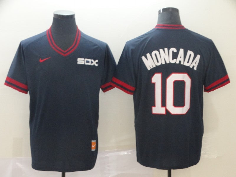 Men's Chicago White Sox Yoan Moncada #10 Navy Replica Baseball Jersey baseball jersey product view 1