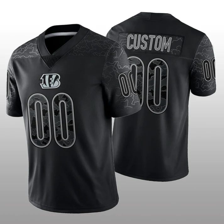 Custom1 Cincinnati Bengals Stitched Black RFLCTV Limited Jersey1 American Football Jerseys football jersey product view 1