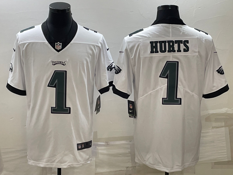 Men's Philadelphia Eagles Jalen Hurts #1 White Game Jersey1 football jersey product view 1