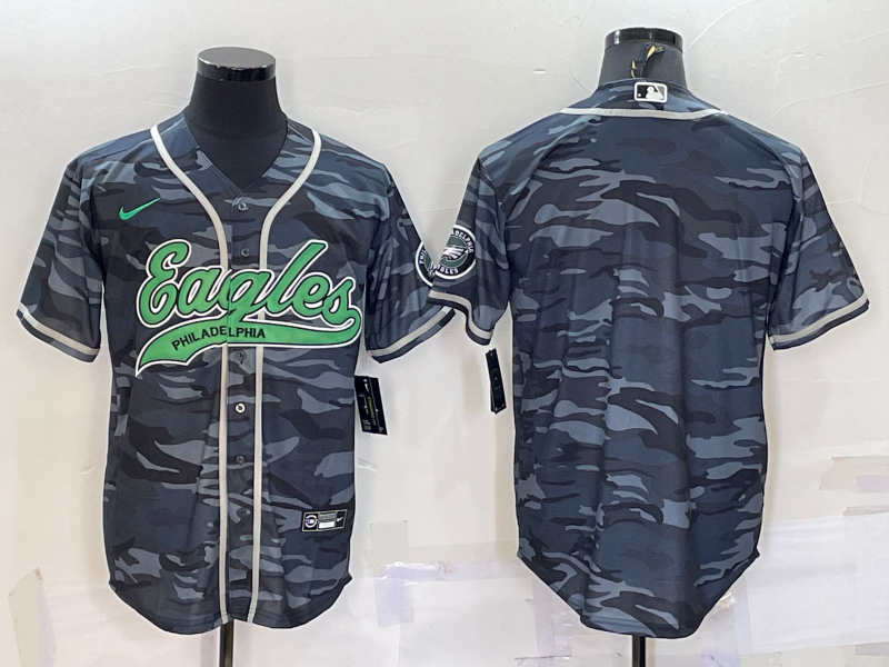 Men's Philadelphia Eagles Grey Camouflage Blank Jersey1 football jersey product view 1